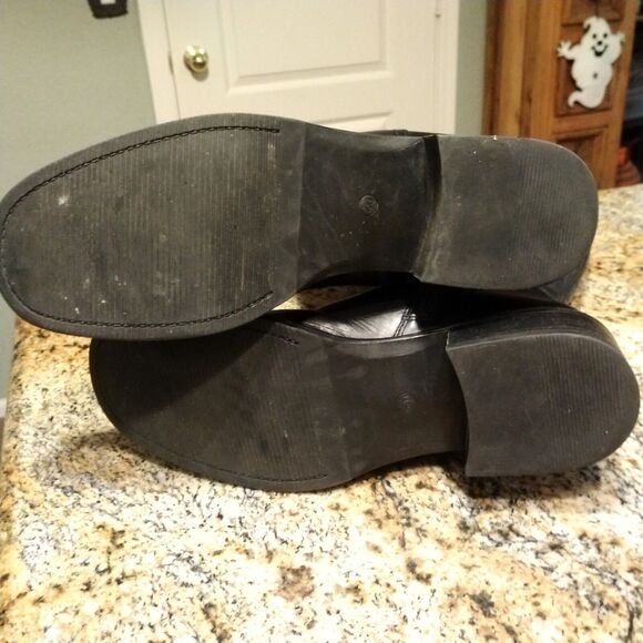 Jones Bootmaker Black Equestrian Riding Knee Booties Spain 9.5 Leather Heels Zip - Picture 8 of 12